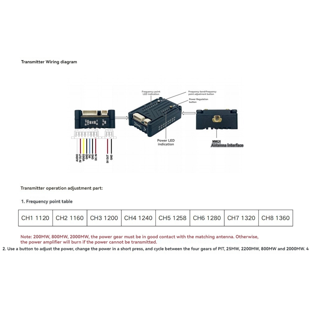 Fpv Drone Transmitter - AS96-1.2G 2W VTX 8CH 2000Mw FPV